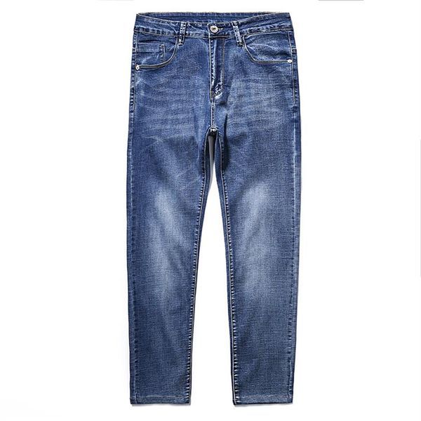

men's jeans 2021 brand stretch men elastic cotton pants slim fit denim trousers fashion wear 8 colors216q, Blue