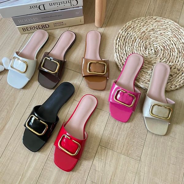 

luxury lady sandale swim sandal men designer shoe genuine leather summer beach slipper outdoors slippers platform heel slides metal mark cas, Black