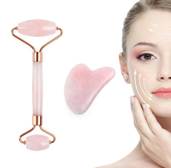 

natural stone rose quartz facial roller guasha set face lifting wrinkle removal jade roller facial massager for beauty salon cy2009293203