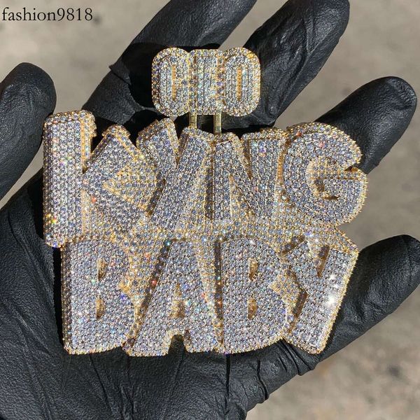 

custom name necklace gold diamond jewelry moissanite vvs diamond chain personalised letter pendant for women, Black