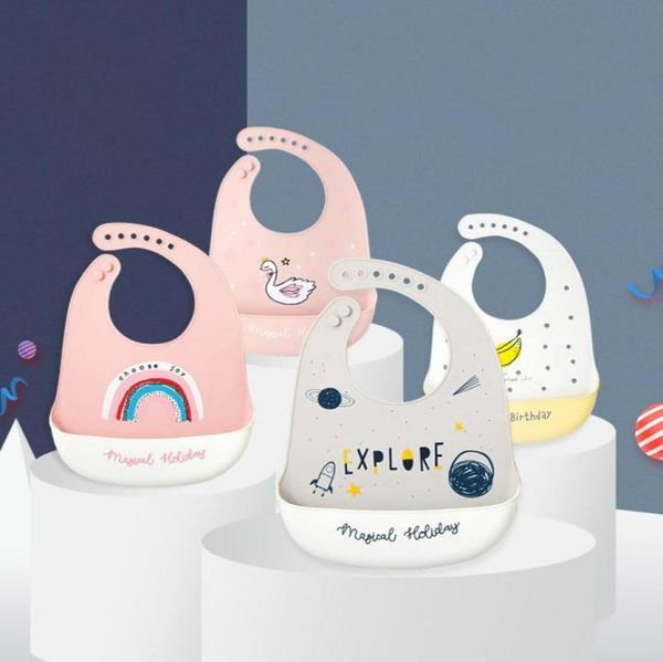 

baby stuff waterproof silicone bib feeding baby newborn cartoon aprons 6speed adjustable baby bibs cloths bandana bibs9728082