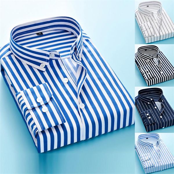 

100% cotton oxford mens shirts striped business casual soft dress social shirts regular fit male shirt big size 5xl2474, White;black
