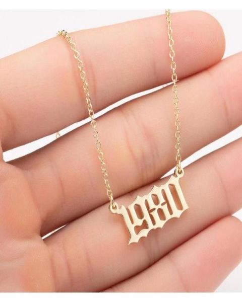 

handmade personalized year number necklaces custom birth year initial necklace pendants for women girls jewelry sqcfbn dh2016199923, Silver