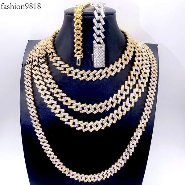 

zuanfa 8mm 10mm 13mm iced out hiphop full diamond cuban link chain necklace, Silver