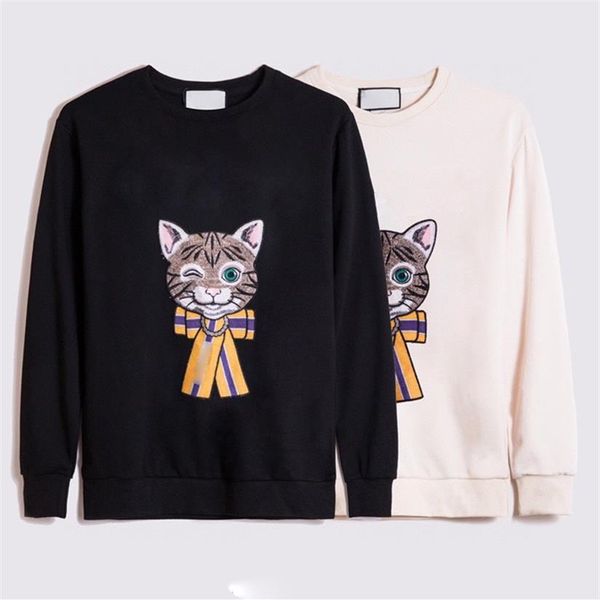 

2021 designer winter sports sweater hoodies whole mens cute cat embroidery lovers womens classic sweatshirt313u, Black