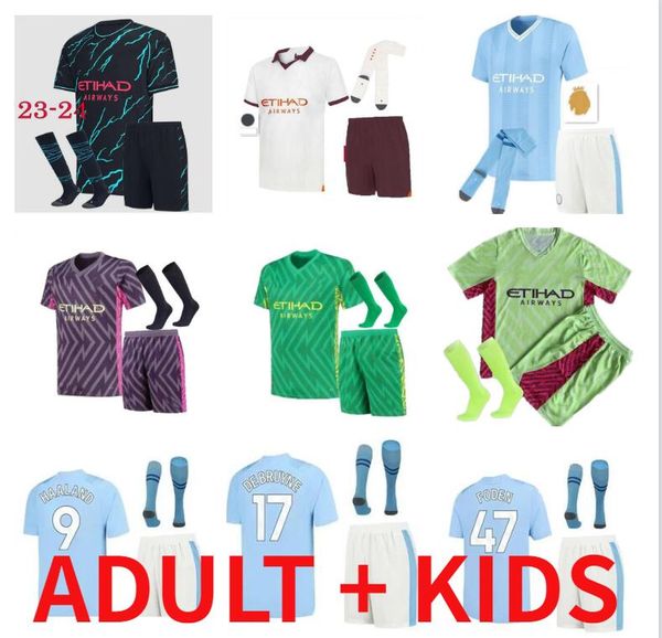 

manchester soccer jerseys 22 23 24 haaland grealish sterling mans cities mahrez de bruyne foden rodrigo bernardo 2023 2024 goalkeeper footba, Black;yellow