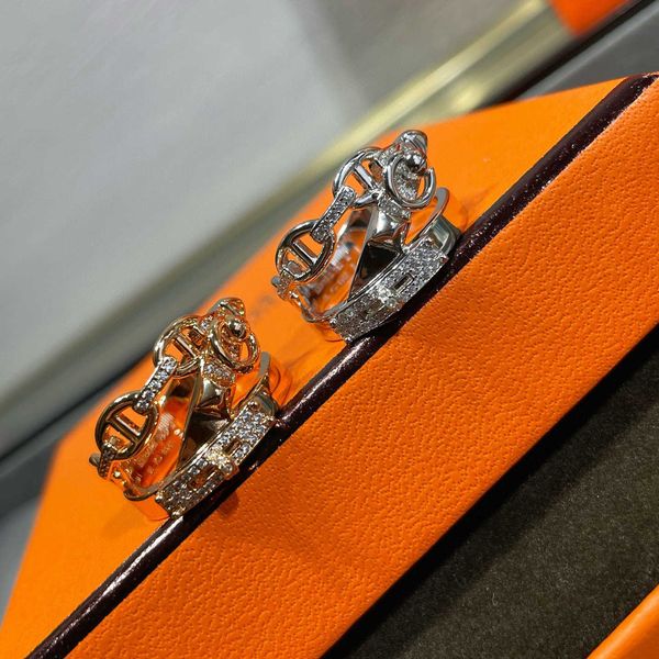 

light luxury v gold cnc exquisite sculpture h family belt buckle pig nose ring net red same style 18k rose button women's versatile, Silver