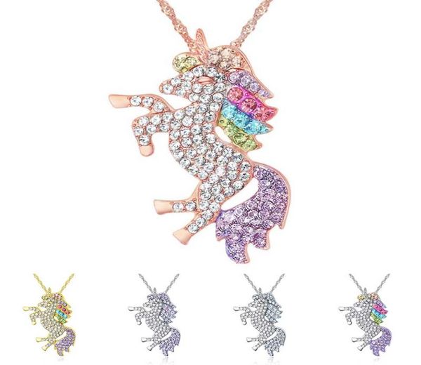

crystal unicorn necklace silver gold diamond animal unicorn necklaces pendant women necklaces fashion jewlery will and sandy gift9482090