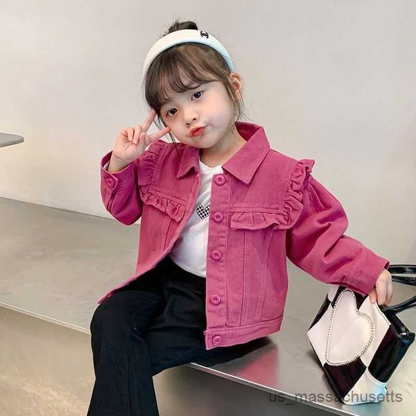 

jackets girls fashion casual ruffles cotton jackets baby girl kids spring autumn overcoats children clothes outfits r230812, Blue;gray