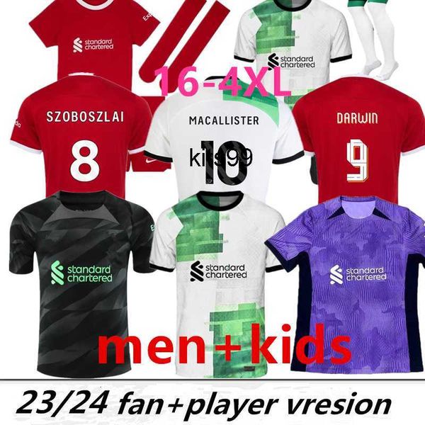 

s-4xl 23/24 soccer jerseys fan player version gakpo darwin 2023 diaz alexander arnold football kit mac allister szoboszlai kids uniform 99, Black;yellow