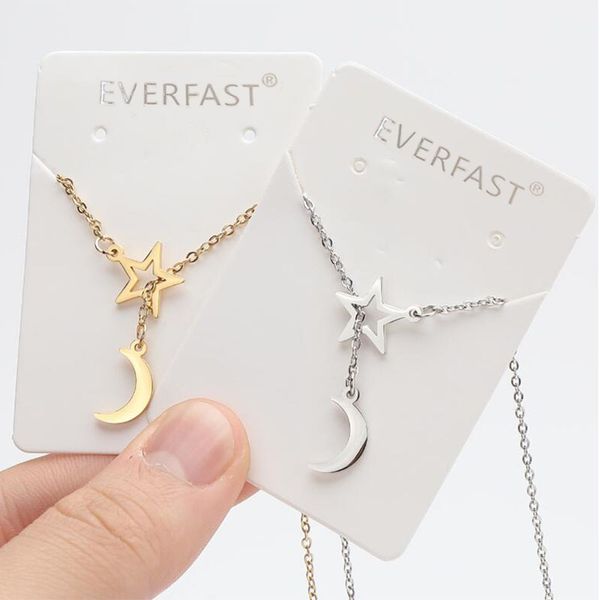 

everfast wholesale 10pc/lot hollow star moon stainless steel pendant necklace meteor charms for women kids korean fashion jewelry gift, Silver