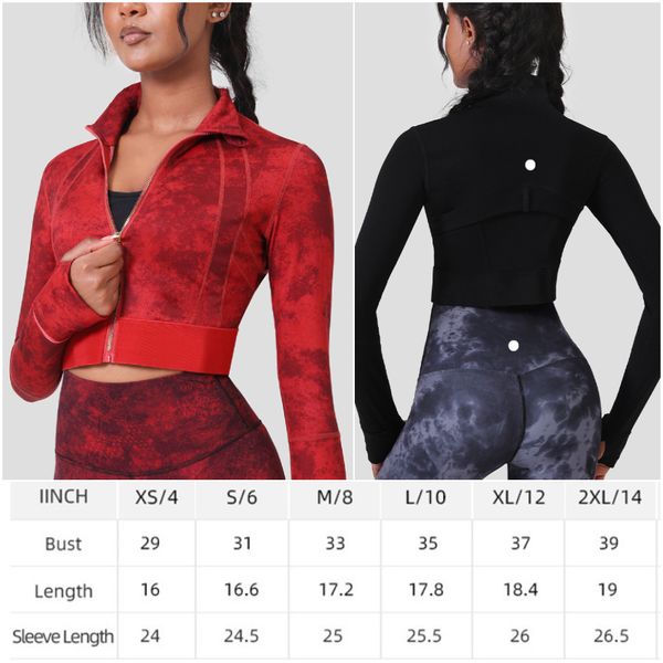 

ll-88027 womens yoga outfits fitness wear sportswear outer short jackets close-fitting apparel running exercise trainer tie-dye long sleeve