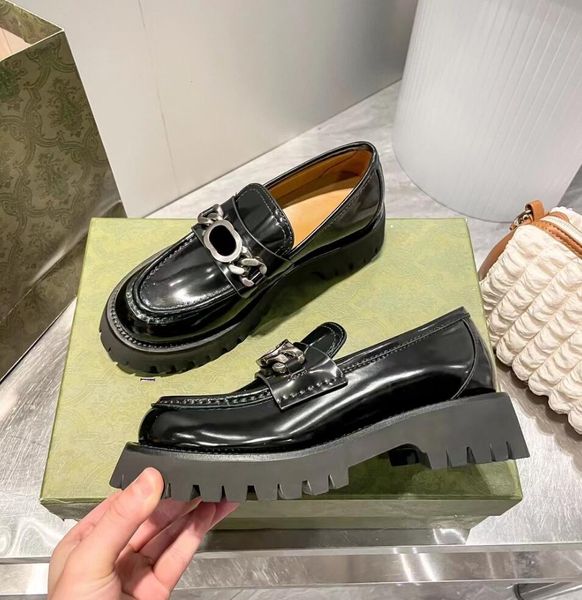 

women's dress shoes designer loafers spring autumn leather classic muller shoes chunky heels business formal shoe women fashion casual, Black