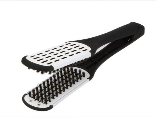 

double side straightening hair brushes massage comb professional salon hairdressing straightener styling tool duplex brush4748453, Silver