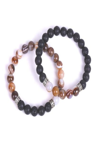 

hand ornament natural stone lovers fashion jewelry lava grey onyx bracelets9920683, Black