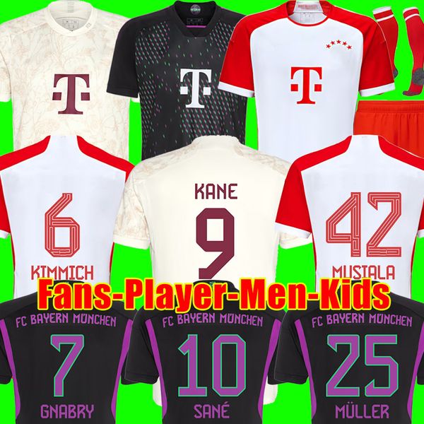 

23 24 kane musiala soccer jerseys player version de ligt sane bayern munich gnabry goretzka muller davies kimmich 2023 2024 football shirt m, Black;yellow