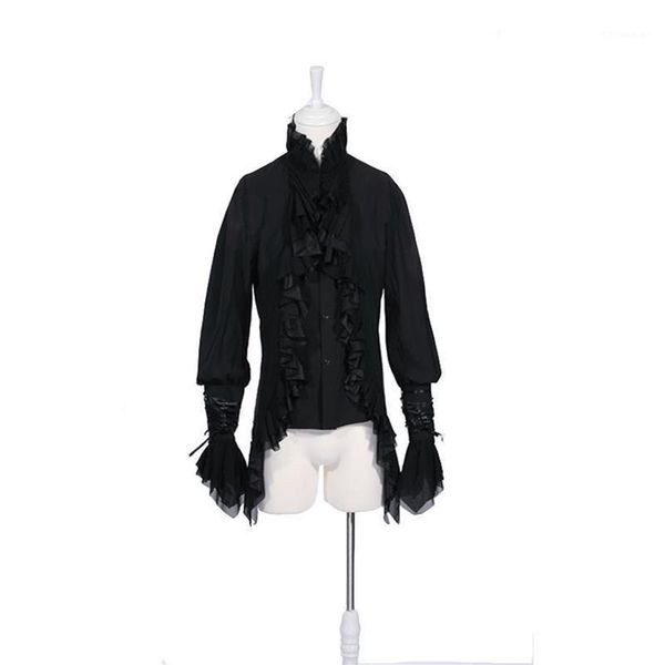 

men long sleeve shirt gothic man blouse autumn party mens shirt black white men shirts fashion1248u, White;black