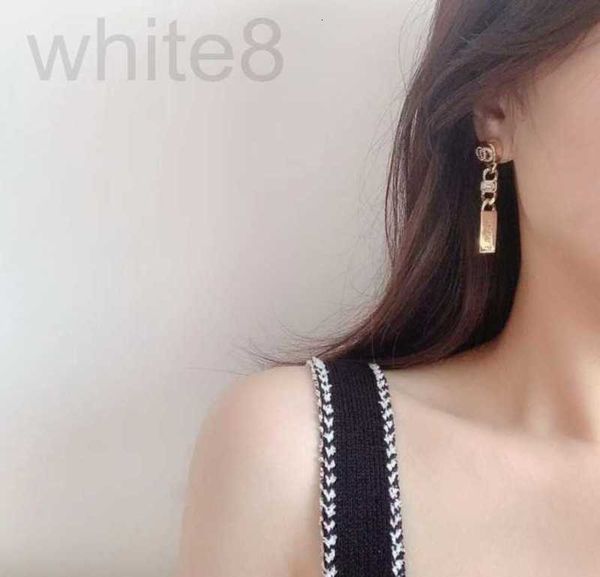 

charm designer xiangjia new square red set with zircon c family small fragrant style simple 925 silver needle earrings xiangnana fashion 48c, Golden