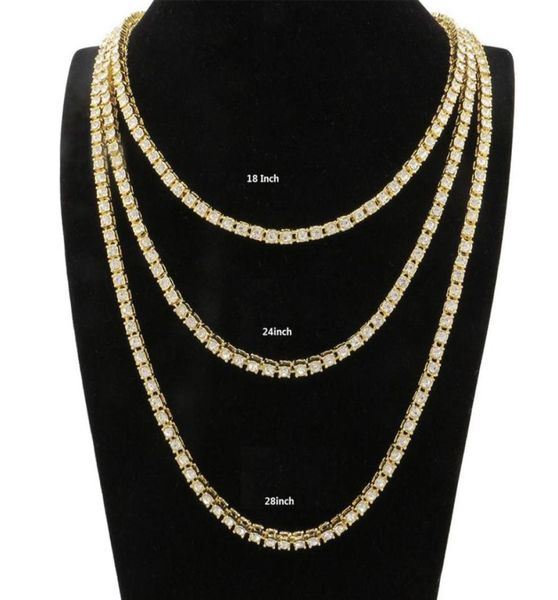 

fashion ice out mens tennis chain necklace with 5mm cz prong paved for men hip hop jewelry34628163439, Silver