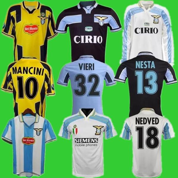 

lazio retro soccer jerseys 1989 1990 1991 1992 1995 1998 1999 2000 2001 nedved simeone salas gascoigne football shirt veron crespo nesta 89, Black;yellow