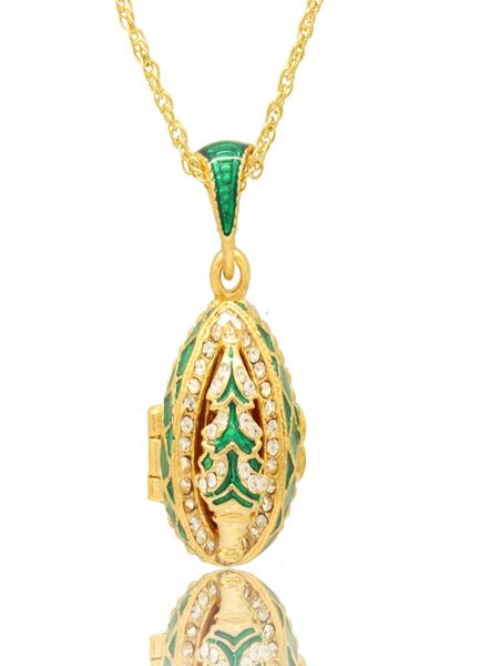 

christmas tree locket pendant necklace faberge egg pendant handcrafted with enamel colors russian style for easter day8642467, Silver