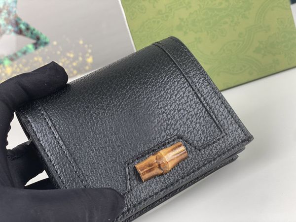 

fashion women designer wallets luxury bamboo coin purse famous stylist short card holder high-quality double letters mark woman clutch bags, Red;black