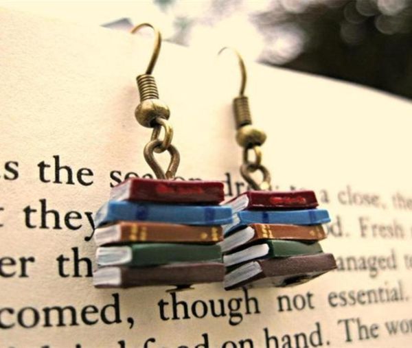 

vintage girl dangle earrings retro bronze ear hook multicolor alloy mini book fashion women jewelry gifts1552737, Silver