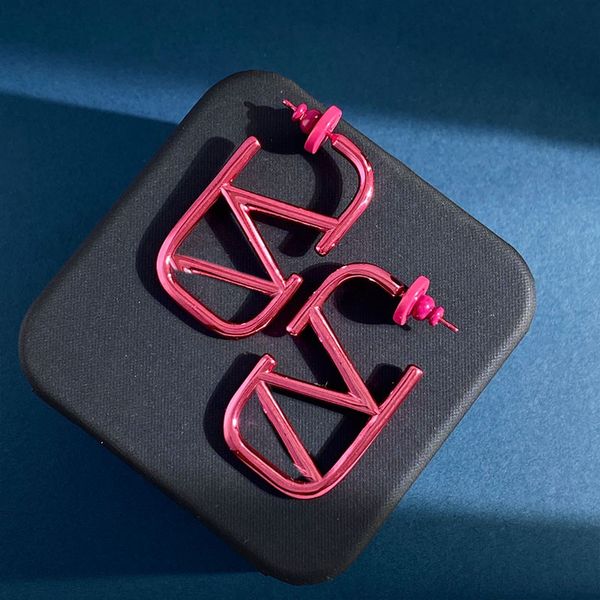 

letter v classics earring logo valentinolies stud earing women hoop designer luxury jewelry crystal pearl earrings 743, Golden;silver