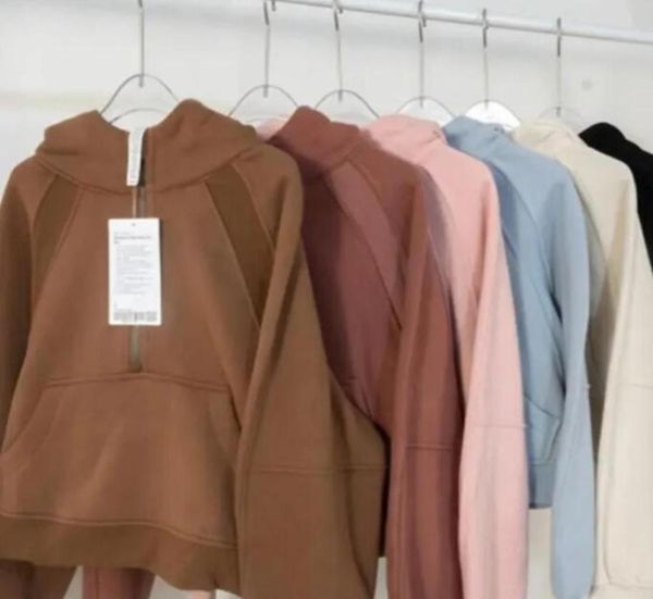 

yoga hoodie lemen womens s scuba plus velvet thickening jackets hoodys sports half zipper terry designer sweater ching 7347529