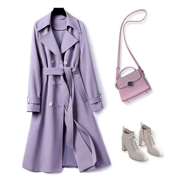 

women's trench coats sale women vintage autumn double breasted long coat lapel female windbreaker sleeve lady trend casual outerwear 23, Tan;black