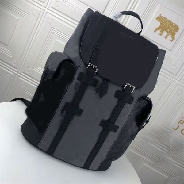 

leather designer backpack large black shoulder bag double straps sacoche white black grey casual men back pack fashion classical men womens