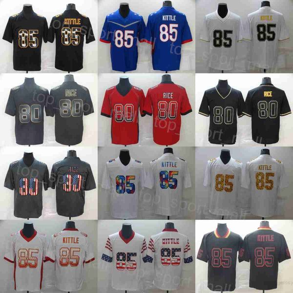

man football 80 jerry rice jerseys 85 george kittle vapor color rush olive salute to service goddess hyphenation shadow smoke hemp grey drif, Black;red