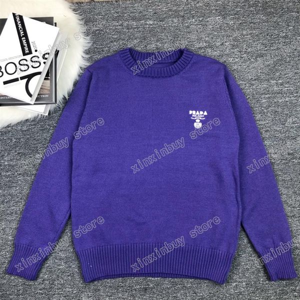 

xinxinbuy men designer hoodie sweater triangle label letter embroidery paris round neck women black purple yellow green s-2xl289n, Black;brown