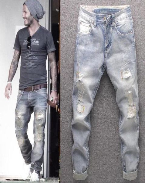 

whole designer new young men039s jeans spring and autumn straight loose jeans men korean fashion luxury casual pants1904702, Blue