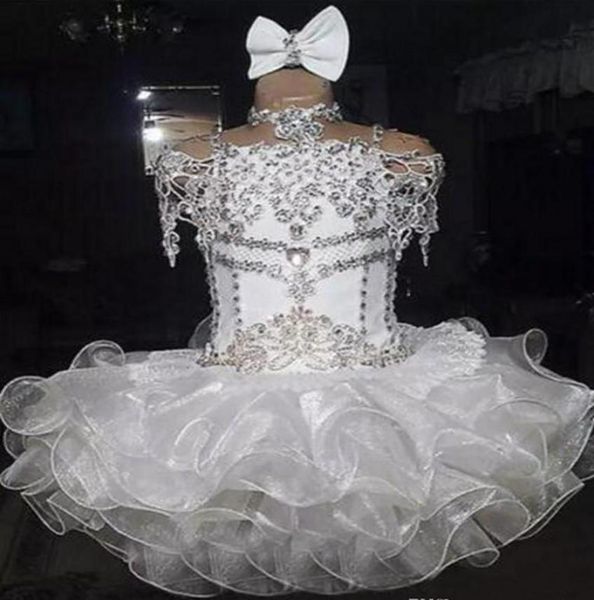 

cute white organza girl039s pageant dress princess beaded crystals party cupcake young pretty little kids queen flower girl gow3996896, White;red