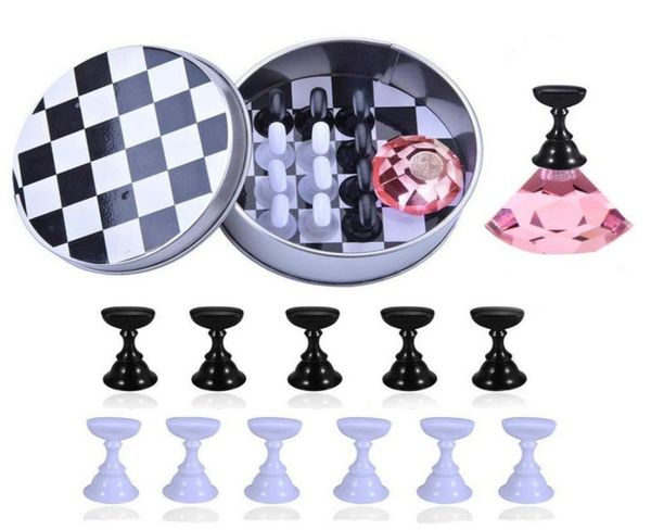 

set false nail tips holder practice training display standmwoot chess board magnetic crystal nail art holder stand for nail salon5334120