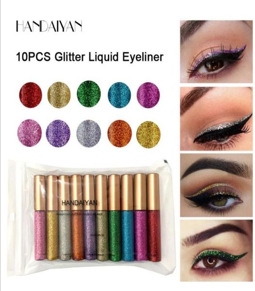 

handaiyan makeup niceface pearled metallic liquid glitter eye liner diamond high pearlescent brown liquid eyeliner tattoo colorful9700821