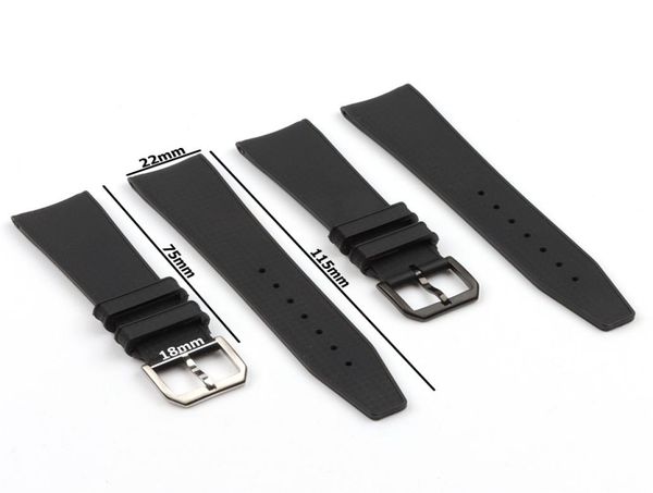 

22mm natural black rubber silicone waterproof watchband for iwc iw323101 watch strap pin buckle6416279, Black;brown