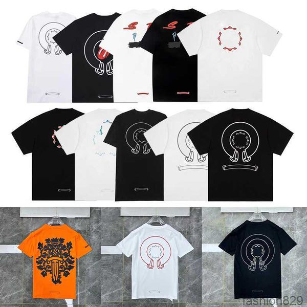 

designer mens womens t shirts summer loose brand with ch print letters clothing t-shirt classic luxurys tee casual pure cotton woman short s, White;black