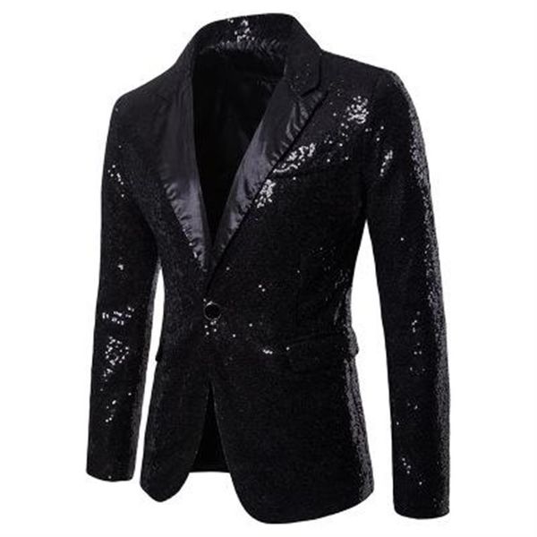

men shiny gold sequin glitter embellished blazer jacket men nightclub blazer wedding party suit jacket stage singers clothes158f, White;black