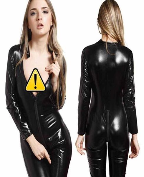 

women pu leather bodysuit jumpsuit zipper skinny pants bodycon lingerie rompers catsuit sleepwear night clubwear8996747, Red;black