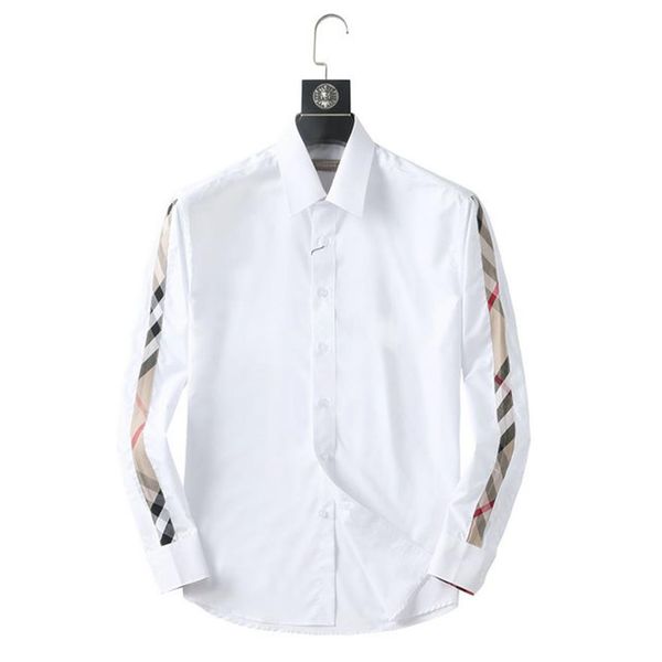 

men's dress shirt luxury slim silk t-shirt long sleeve casual business clothing plaid brand 17 color -4xl burr81256n, White;black