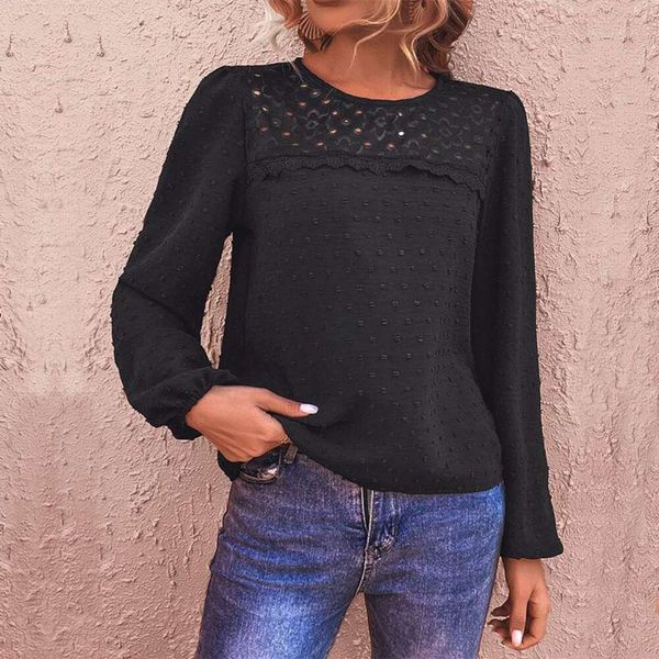 

blouse autumn long sleeved patchwork jacquard shirt for women, White