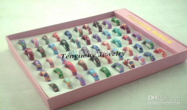 

mixed polymer clay rings 6mm width kid039s ring whole 50pcs 7028993, Silver