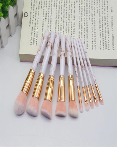

10pcsset marble makeup brushes blush powder eyebrow eyeliner highlight concealer contour foundation with opp bag 1621989