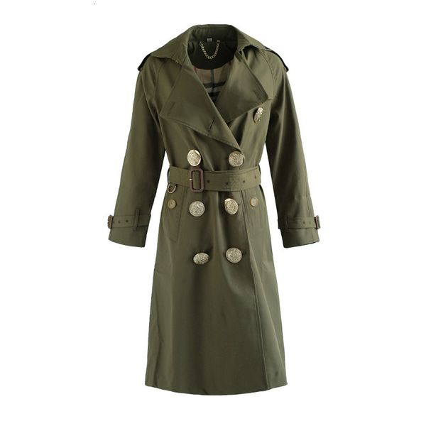 

women's trench coats fall and winter windshirt female fashion turnlapel temperament long sleeve slim army green mediumlength coat 23081, Tan;black