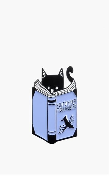 

how to kill a mdcking bird reading book cat enamel black cat backpack pendant book brooches clothes lapel pins badge jewelry gift8834003, Gray