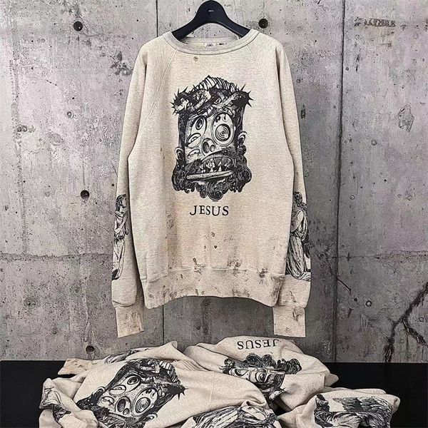 

23ss 1 quality hip hop sweatshirts men women hoodie crewneck, Black;brown