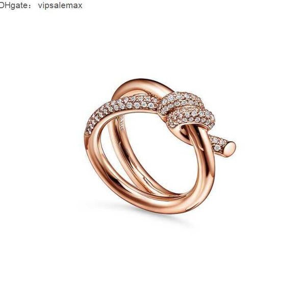 

4 color designer ring ladies rope knot ring luxury with diamonds fashion rings for women classic jewelry 18k gold plated rose wedding wholes, Silver