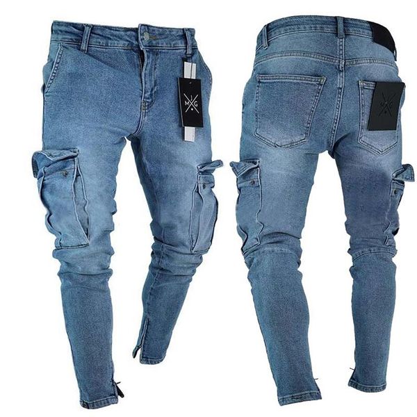 

men's jeans e-baihui men distressed skinny designer mens slim pants straight hip hop jogging lf806 tf806305r, Blue